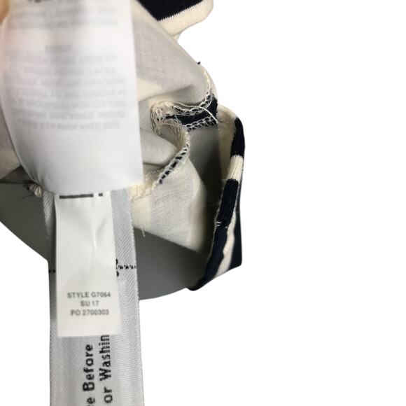 J.Crew One Shoulder Asymetric Top Wmns Size XS Navy Blue Stripe Ruffle Classic - Picture 2 of 9